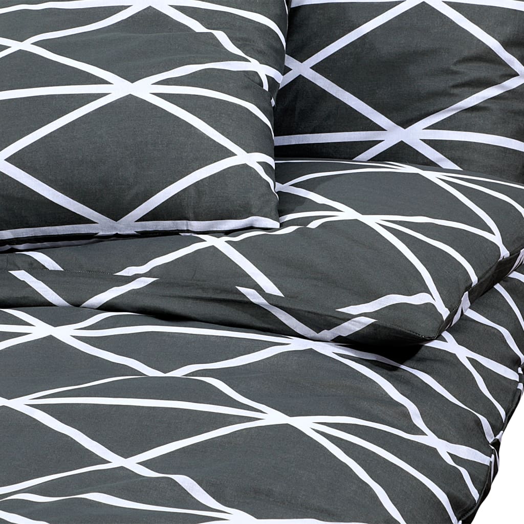 Set Cu Husă De Pilotă, Gri, 260X240 Cm, Bumbac Gri Închis Și Alb