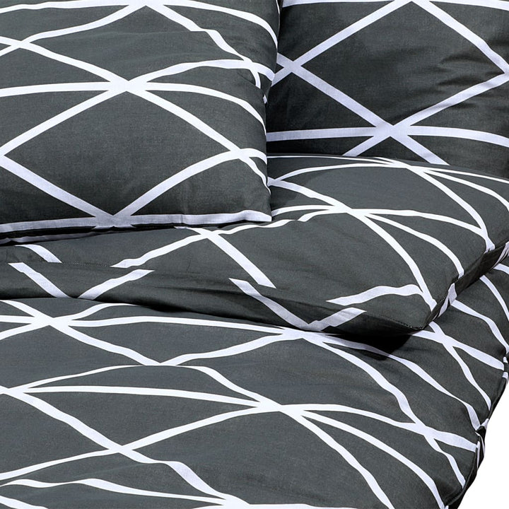 Set Cu Husă De Pilotă, Gri, 260X240 Cm, Bumbac Gri Închis Și Alb