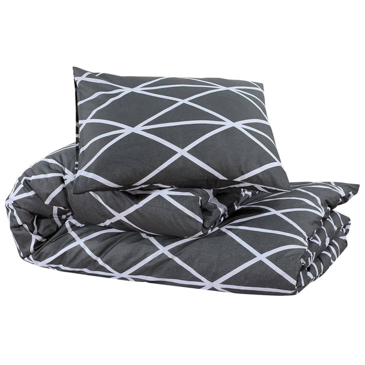 Set Cu Husă De Pilotă, Gri, 260X220 Cm, Bumbac Gri Închis Și Alb