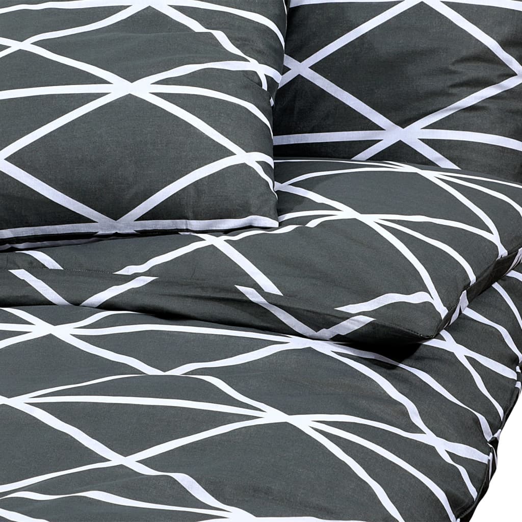 Set Cu Husă De Pilotă, Gri, 260X220 Cm, Bumbac Gri Închis Și Alb