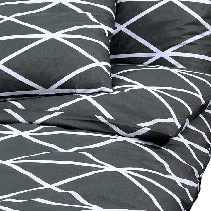 Set Cu Husă De Pilotă, Gri, 260X220 Cm, Bumbac Gri Închis Și Alb