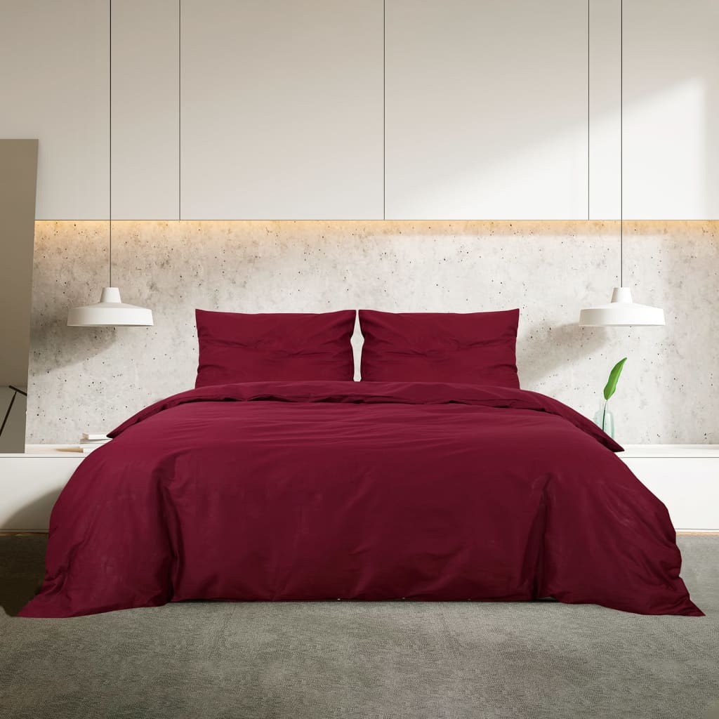 Set Lenjerie Cu Husă De Pilotă, Bordo, 240X220 Cm, Bumbac Roșu