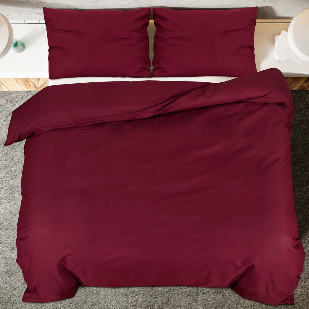 Set Lenjerie Cu Husă De Pilotă, Bordo, 240X220 Cm, Bumbac Roșu