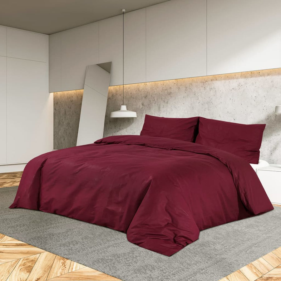 Set Lenjerie Cu Husă De Pilotă, Bordo, 240X220 Cm, Bumbac Roșu