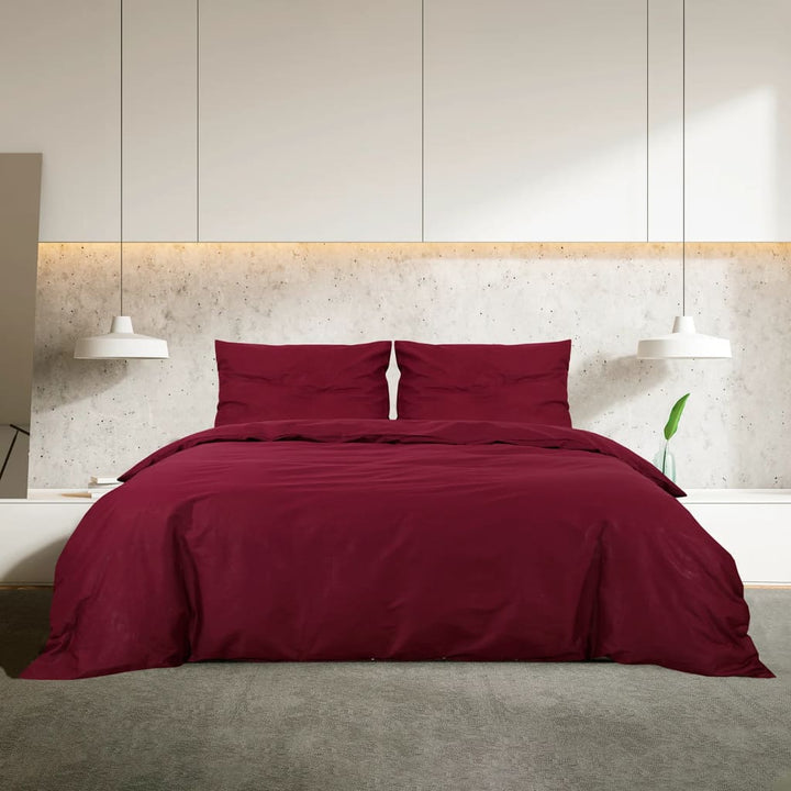 Set Lenjerie Cu Husă De Pilotă, Bordo, 220X240 Cm, Bumbac Roșu