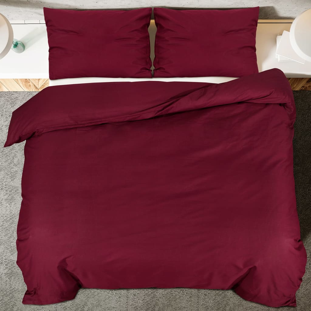 Set Lenjerie Cu Husă De Pilotă, Bordo, 260X220 Cm, Bumbac Roșu