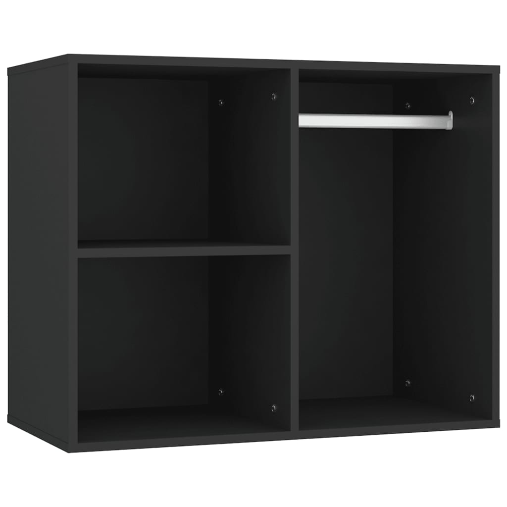 Masă De Toaletă Cu Led Și Dulapuri, Negru, Lemn Prelucrat