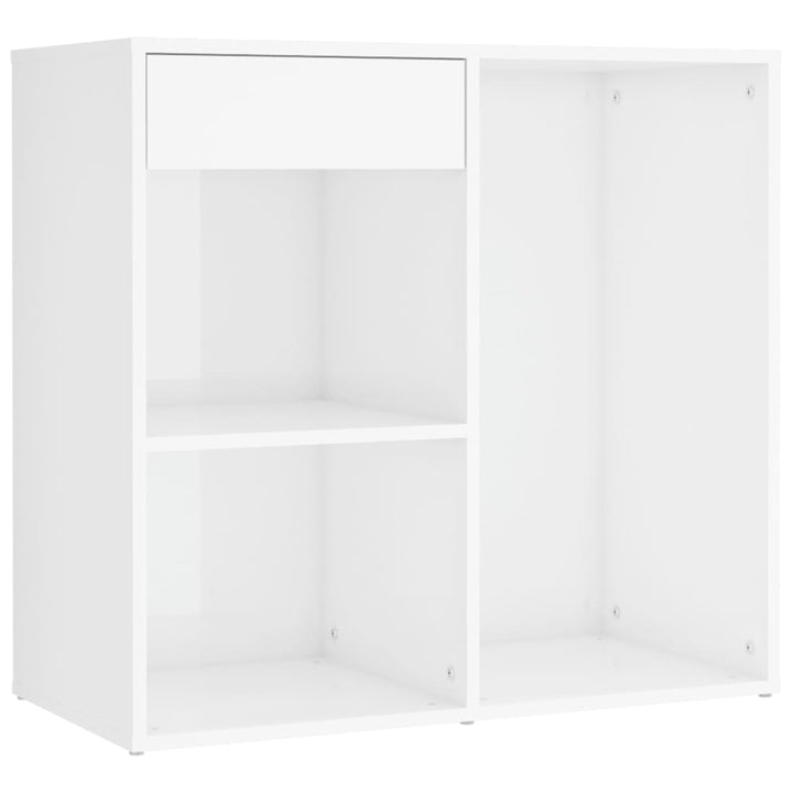 Masă Toaletă Cu Led/2 Dulapuri, Alb Extralucios, Lemn Prelucrat