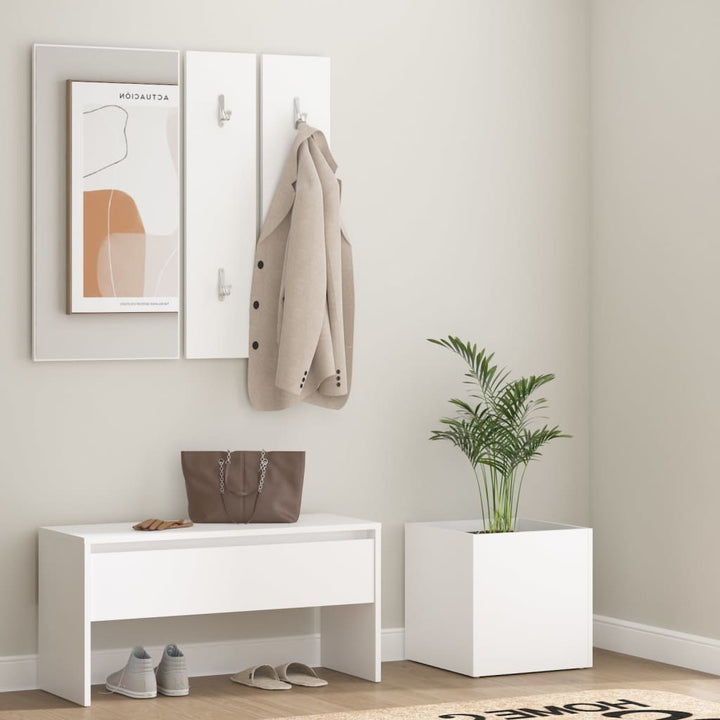 Set De Mobilier Pentru Hol, Alb Extralucios, Lemn Prelucrat