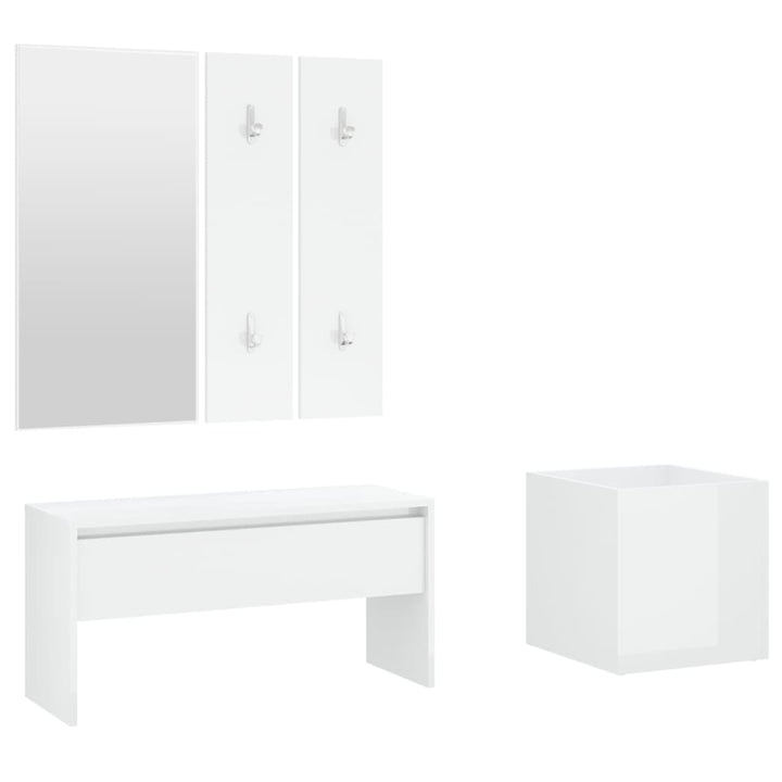 Set De Mobilier Pentru Hol, Alb Extralucios, Lemn Prelucrat