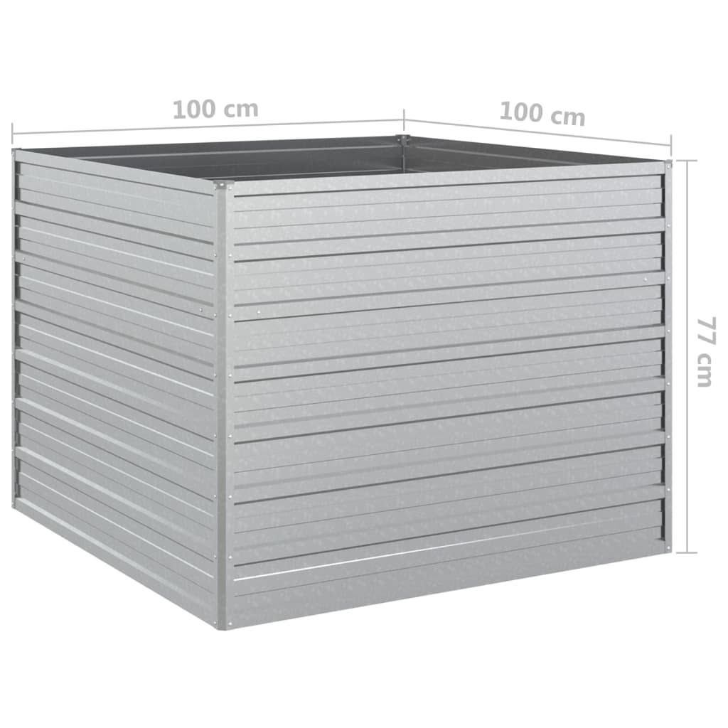 Strat Înălțat De Grădină Argintiu 100X100X77Cm Oțel Galvanizat