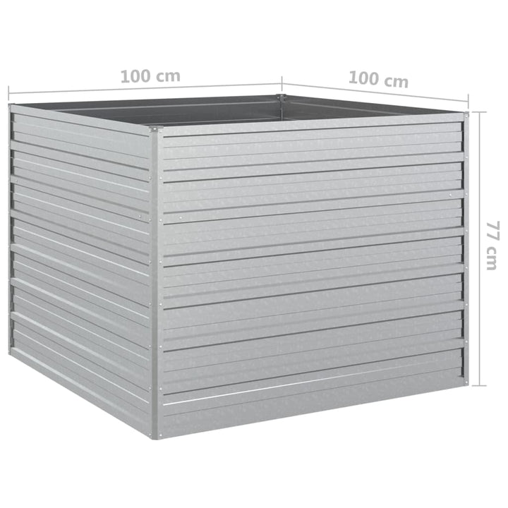 Strat Înălțat De Grădină Argintiu 100X100X77Cm Oțel Galvanizat