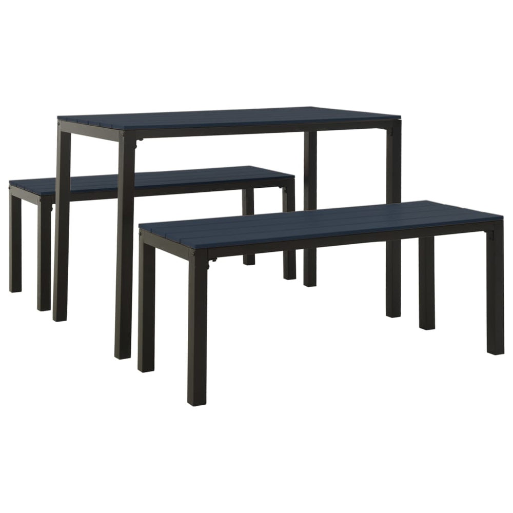 Set Mobilier De Grădină, 3 Piese, , Wpc Și Oțel