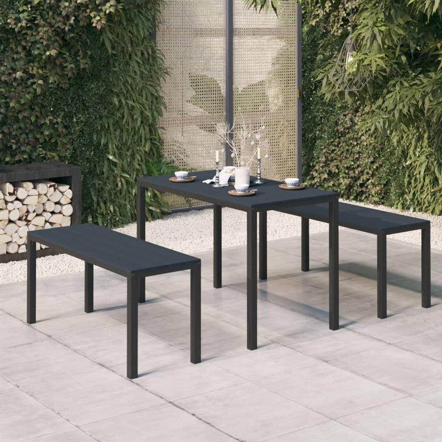 Set Mobilier De Grădină, 3 Piese, , Wpc Și Oțel