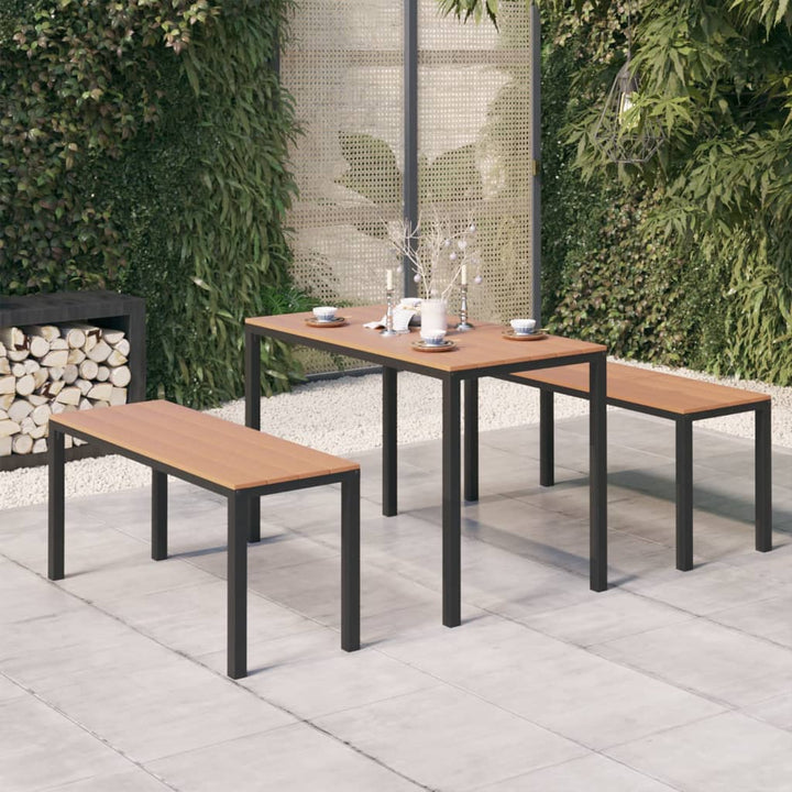 Set Mobilier De Grădină, 3 Piese, , Wpc Și Oțel