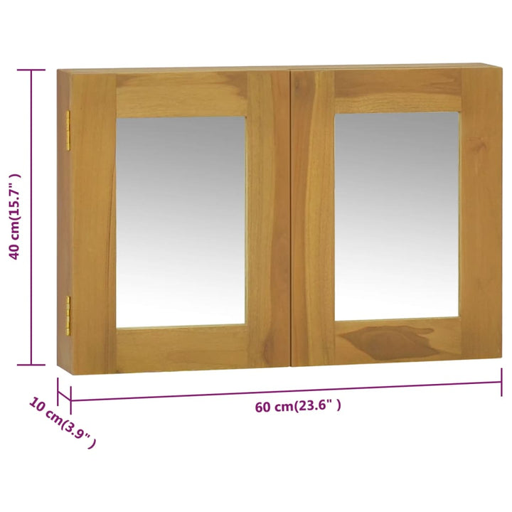 Dulap Cu Oglindă, 60X10X40 Cm, Lemn Masiv De Tec