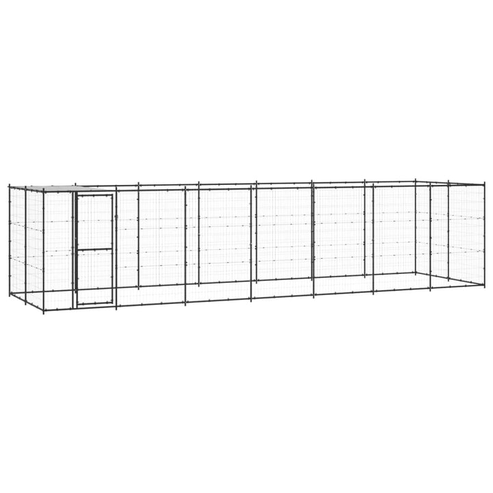 Vixl Padoc Pentru Câini De Exterior Cu Acoperiș, 16,94 M², Oțel