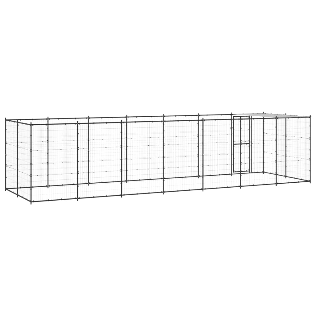 Vixl Padoc Pentru Câini De Exterior Cu Acoperiș, 16,94 M², Oțel