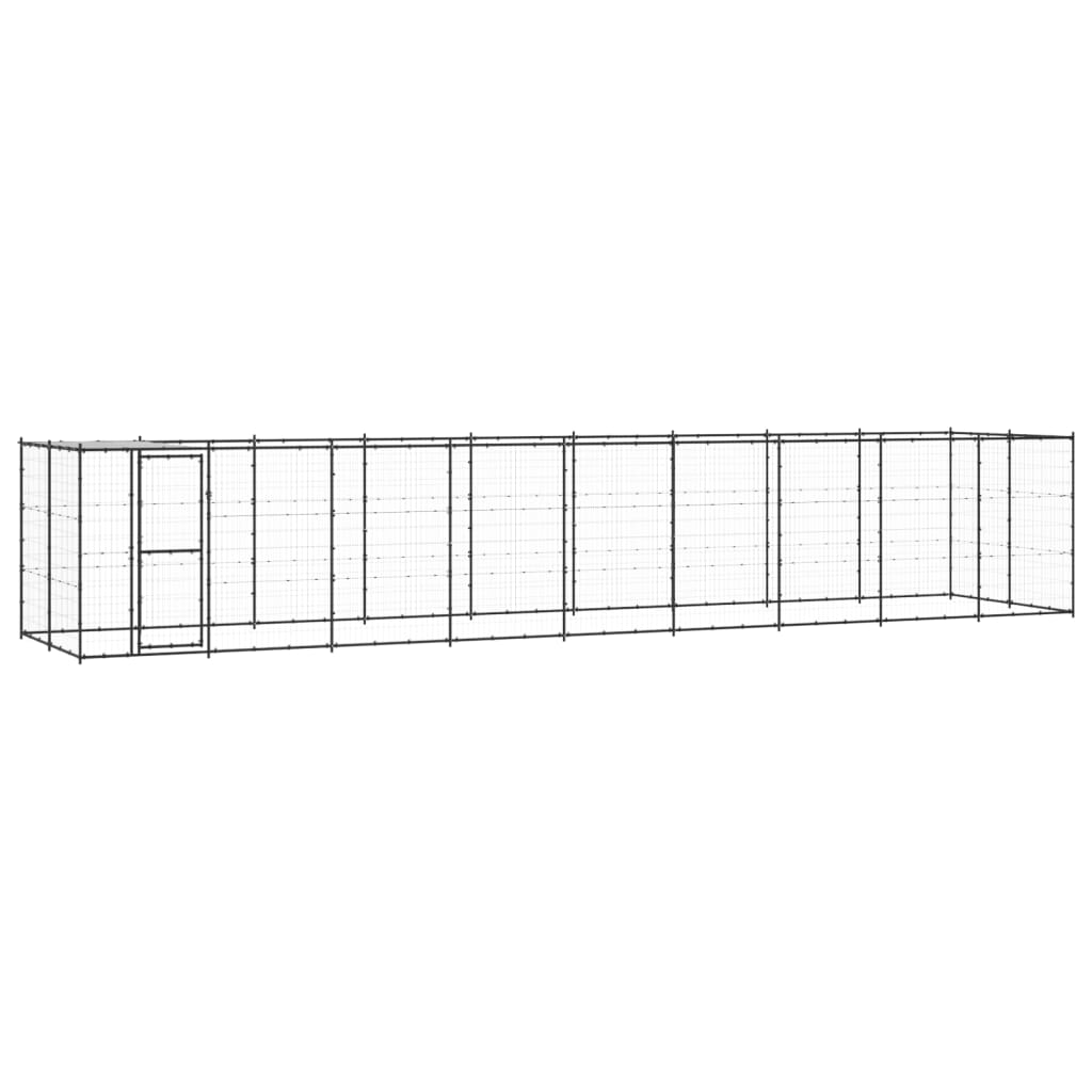 Vixl Padoc Pentru Câini De Exterior Cu Acoperiș, 16,94 M², Oțel