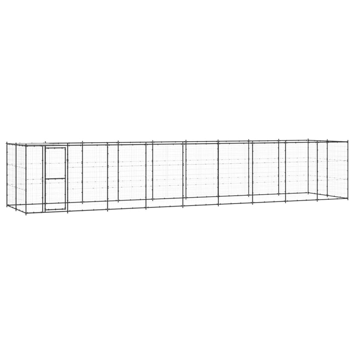 Vixl Padoc Pentru Câini De Exterior Cu Acoperiș, 16,94 M², Oțel