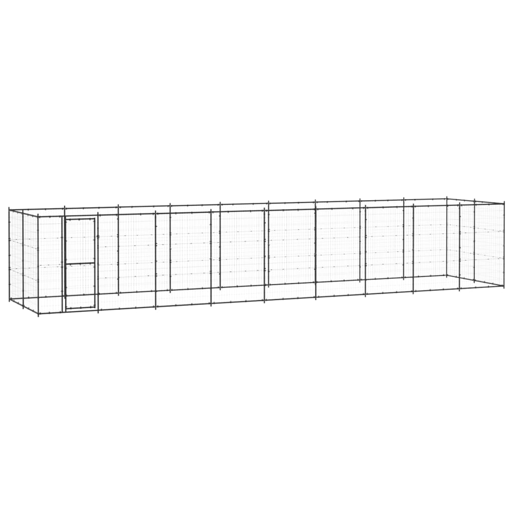 Vixl Padoc Pentru Câini De Exterior Cu Acoperiș, 16,94 M², Oțel
