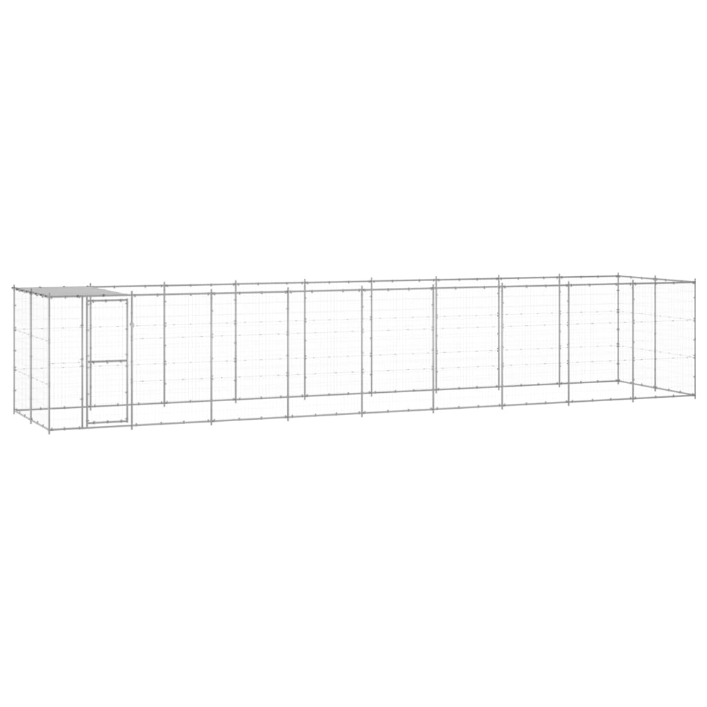 Vixl Padoc Pentru Câini De Exterior Cu Acoperiș, 16,94 M², Oțel