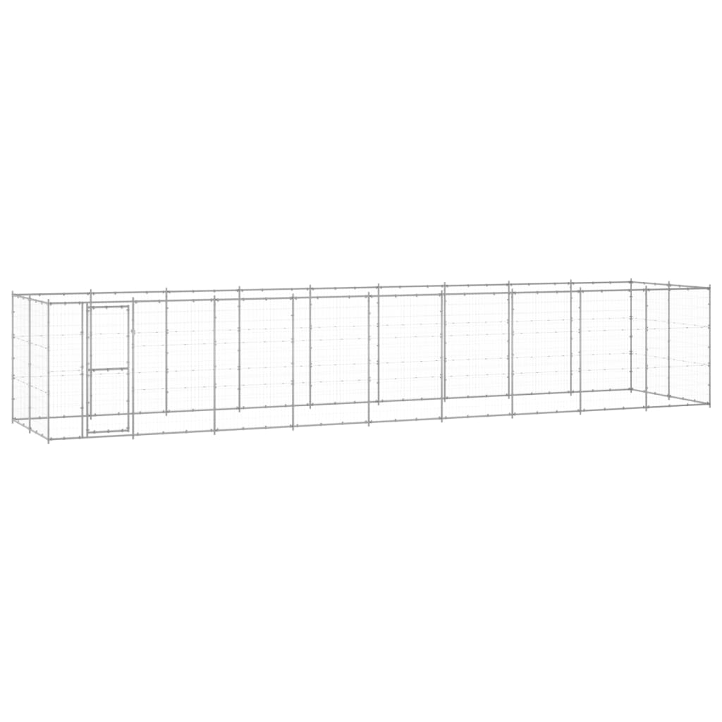 Vixl Padoc Pentru Câini De Exterior Cu Acoperiș, 16,94 M², Oțel