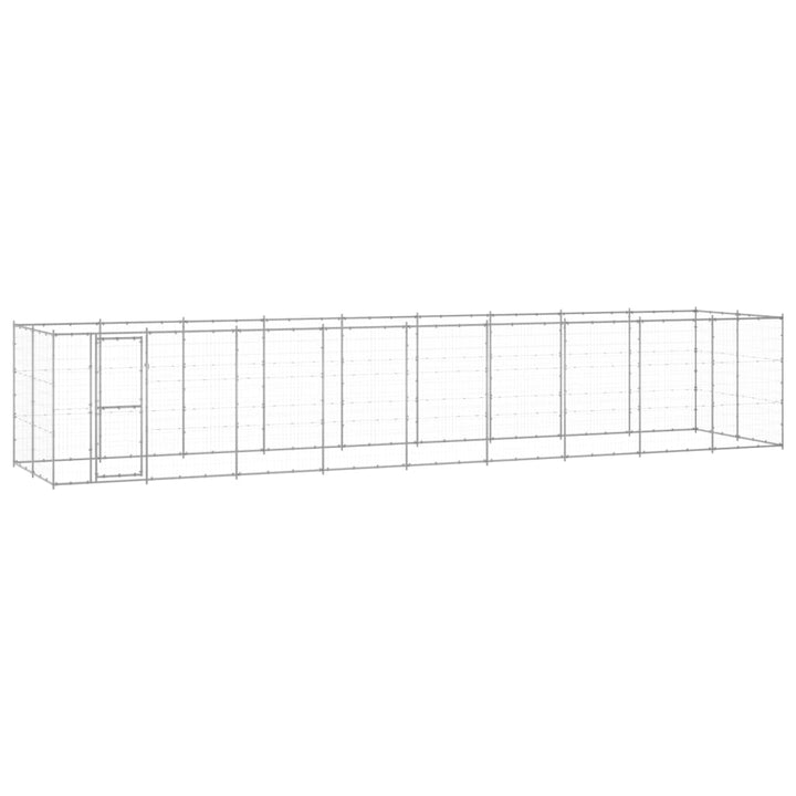 Vixl Padoc Pentru Câini De Exterior Cu Acoperiș, 16,94 M², Oțel