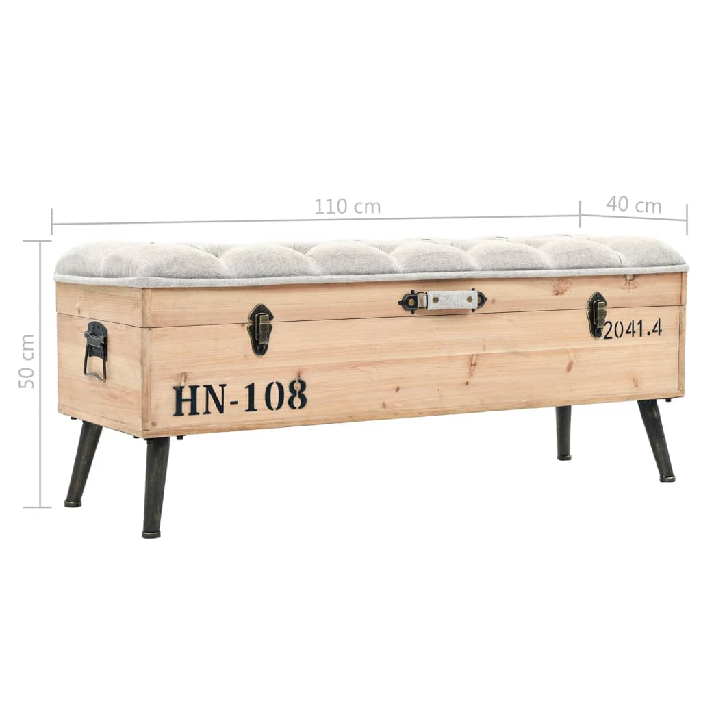 Bancă De Depozitare, 110 Cm, Lemn Masiv De Brad