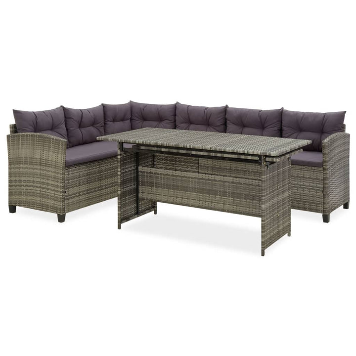 Set Mobilier De Grădină Cu Perne, 3 Piese, Gri, Poliratan