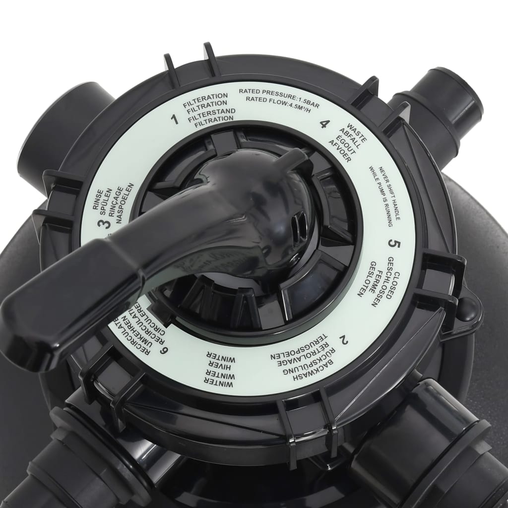 Filtru De Nisip Pentru Piscină Cu Supapă Cu 6 Căi, Negru