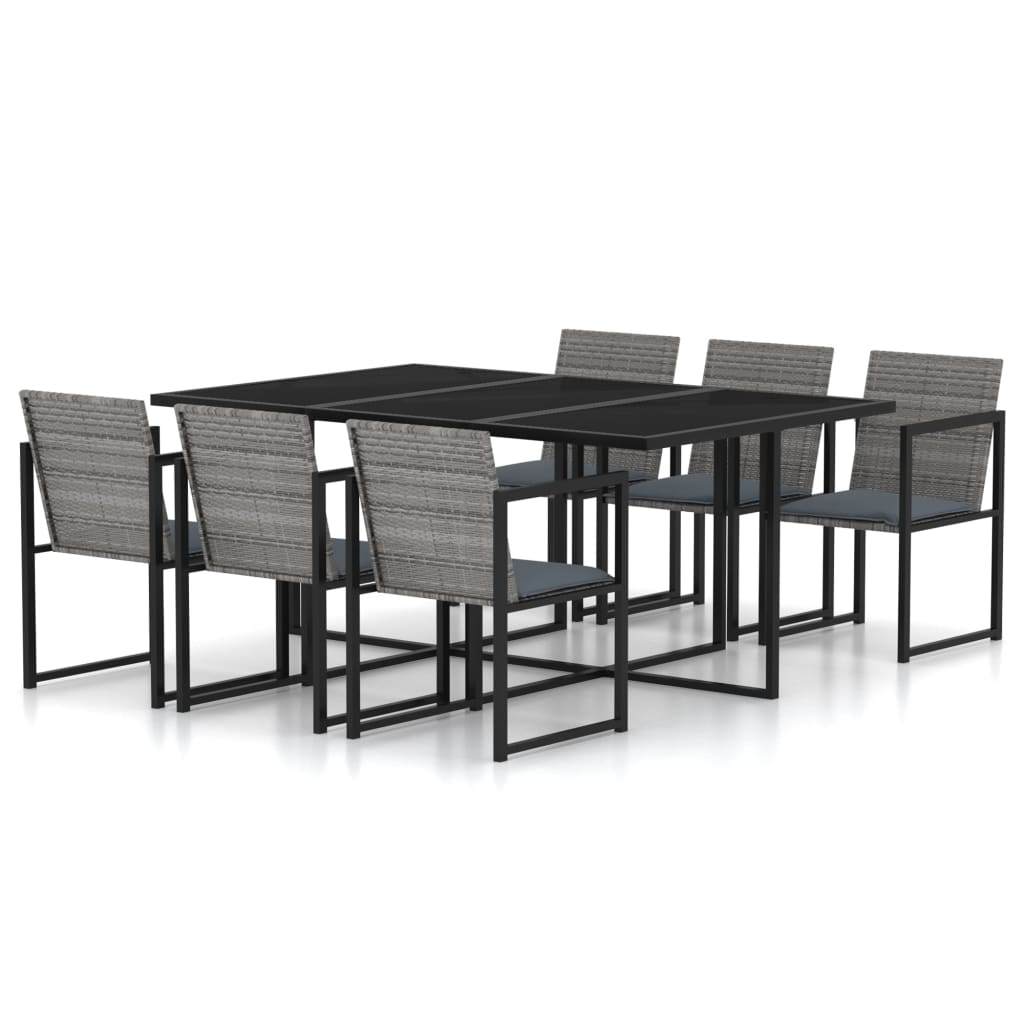 Set Mobilier De Exterior Cu Perne, 5 Piese, Gri, Poliratan