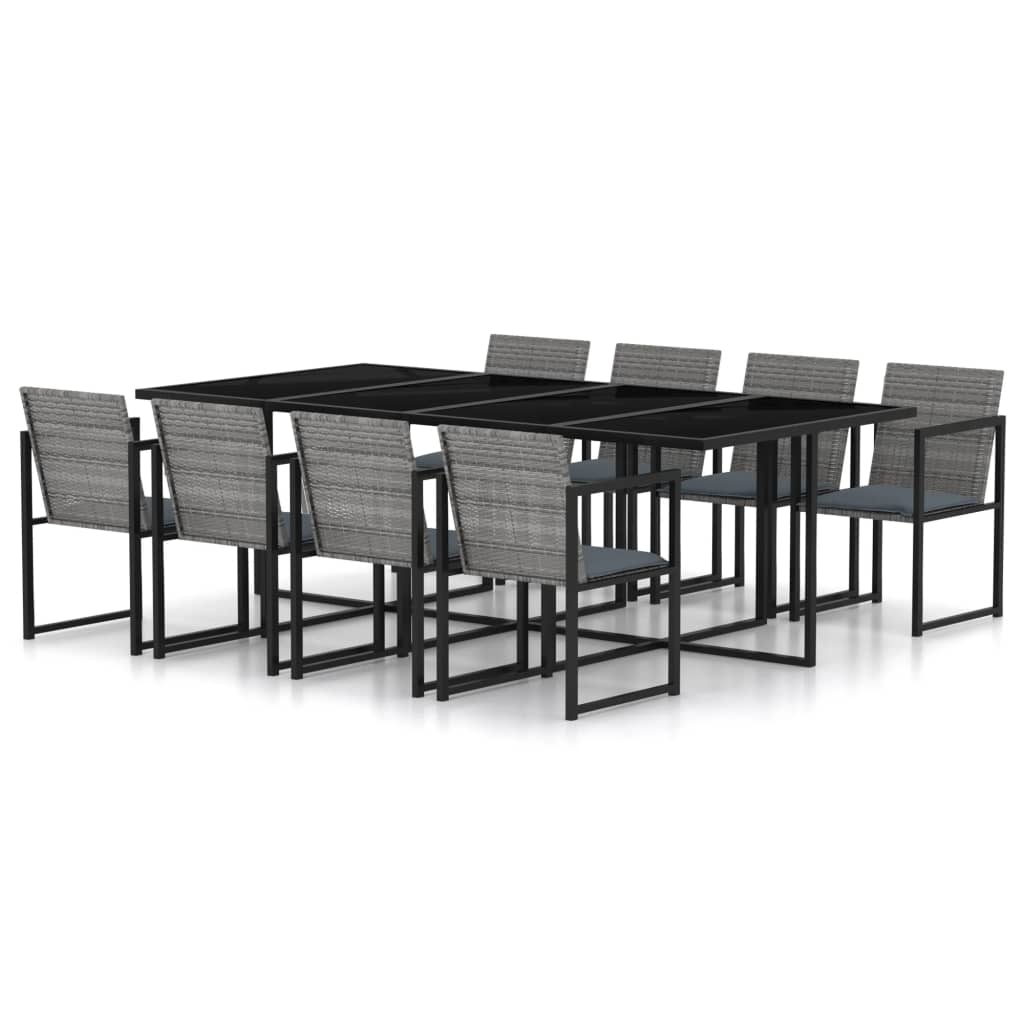 Set Mobilier De Exterior Cu Perne, 5 Piese, Gri, Poliratan