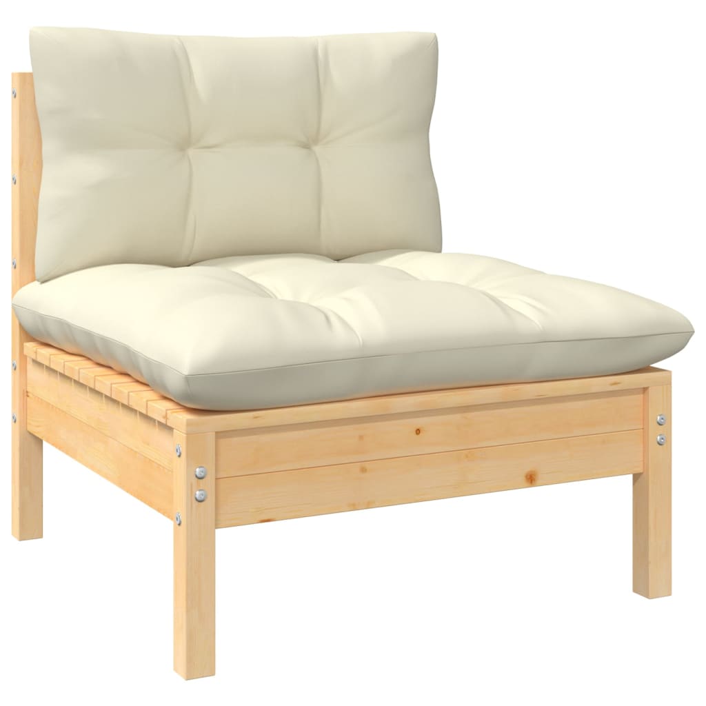 Set Mobilier Grădină Cu Perne, 3 Piese, , Lemn Masiv Pin