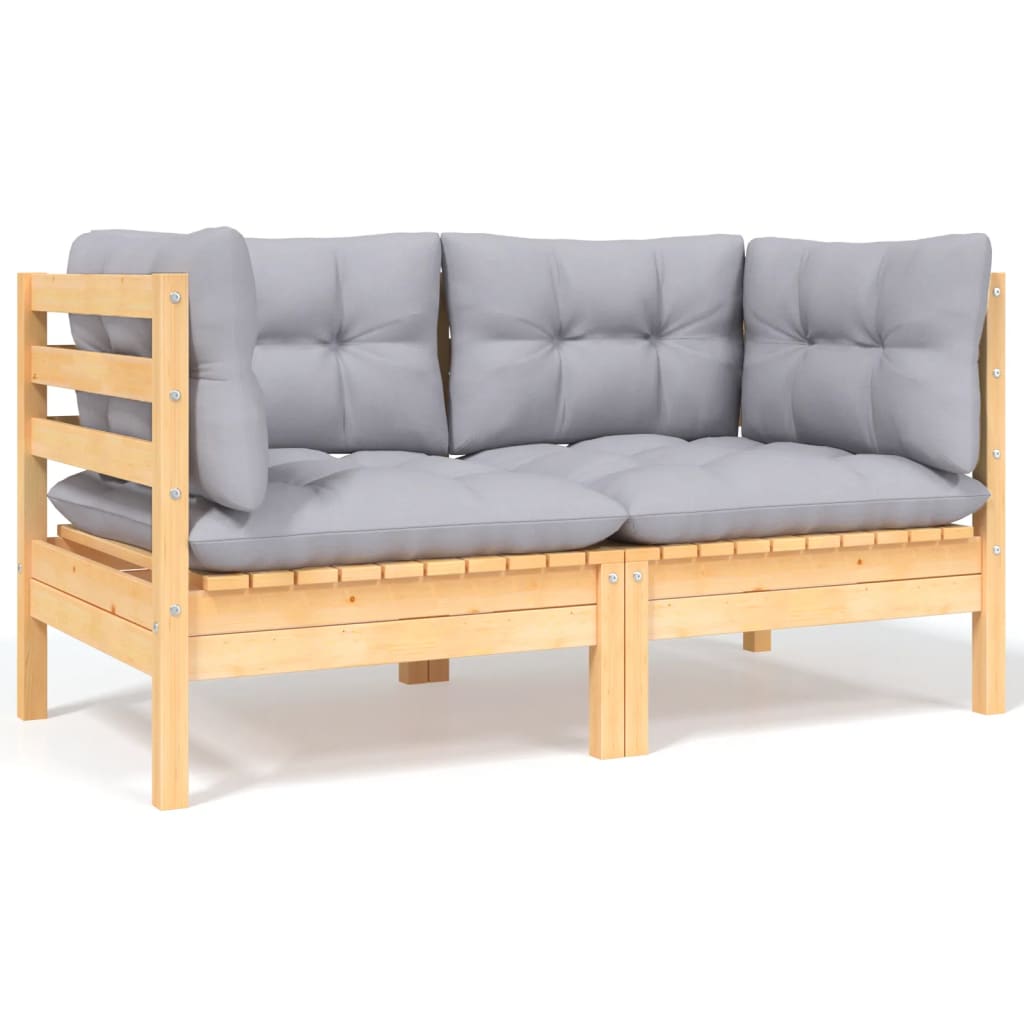 Set Mobilier Grădină Cu Perne, 3 Piese, , Lemn Masiv Pin