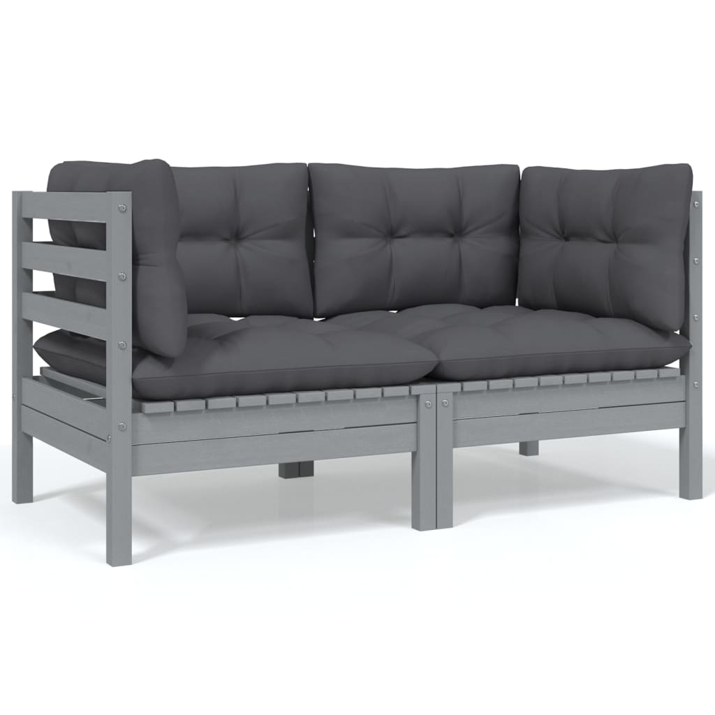 Set Mobilier Grădină Cu Perne, 3 Piese, , Lemn Masiv Pin