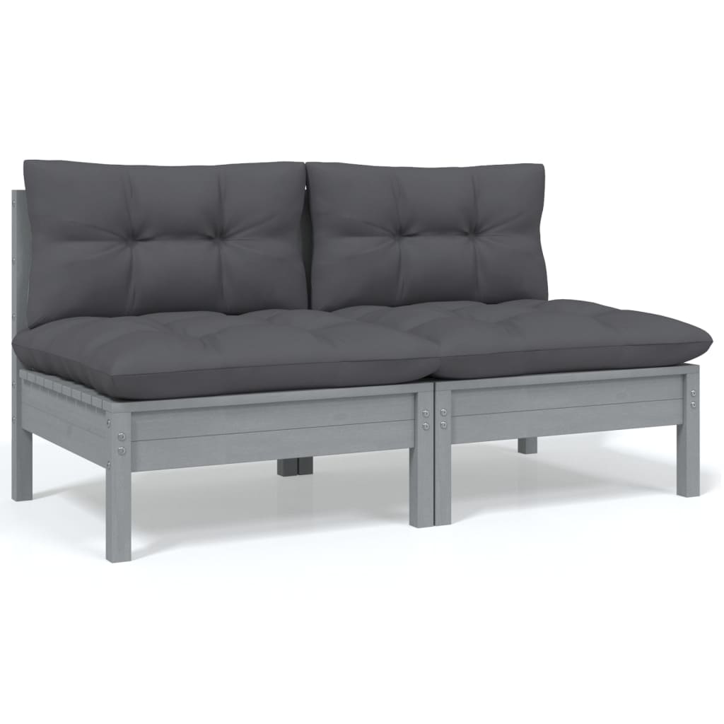 Set Mobilier Grădină Cu Perne, 3 Piese, , Lemn Masiv Pin