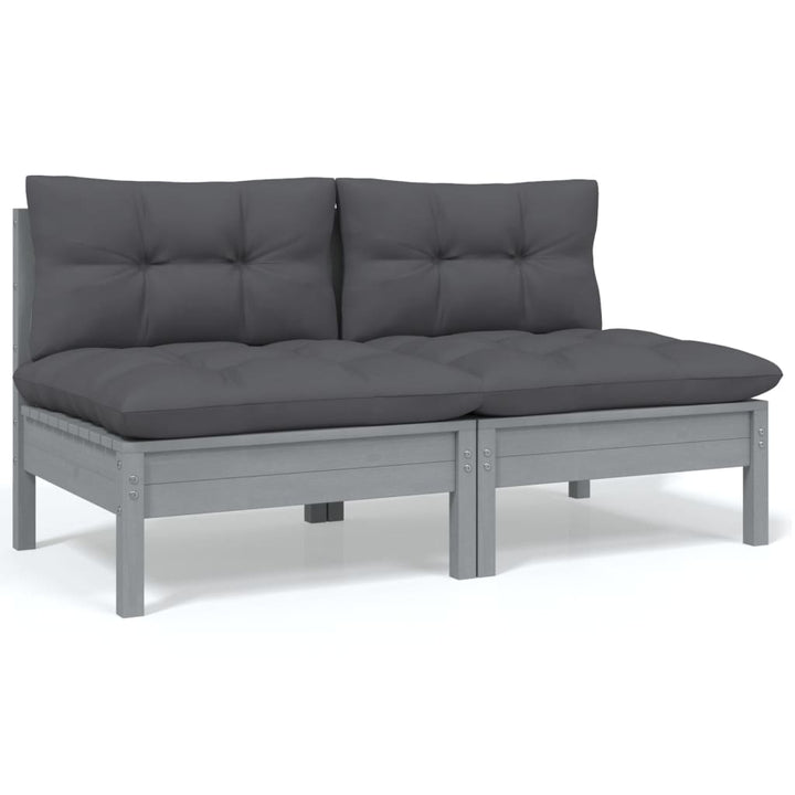 Set Mobilier Grădină Cu Perne, 3 Piese, , Lemn Masiv Pin