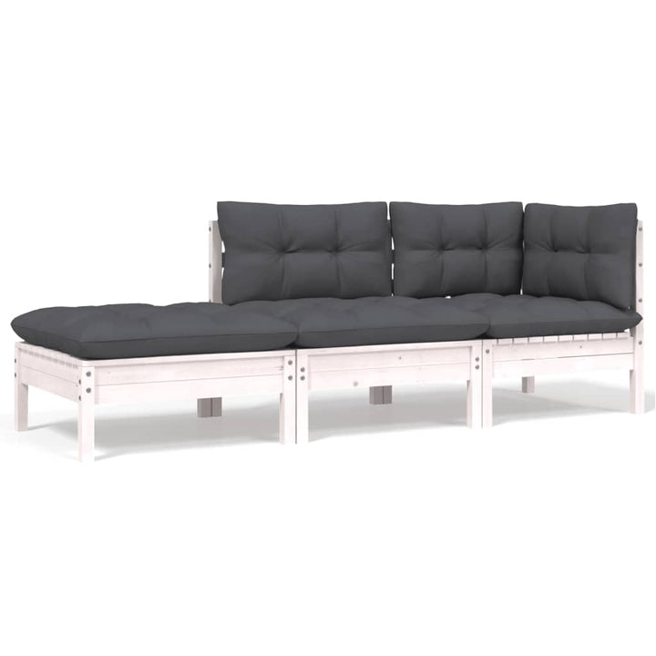 Set Mobilier Grădină Cu Perne, 3 Piese, , Lemn Masiv Pin