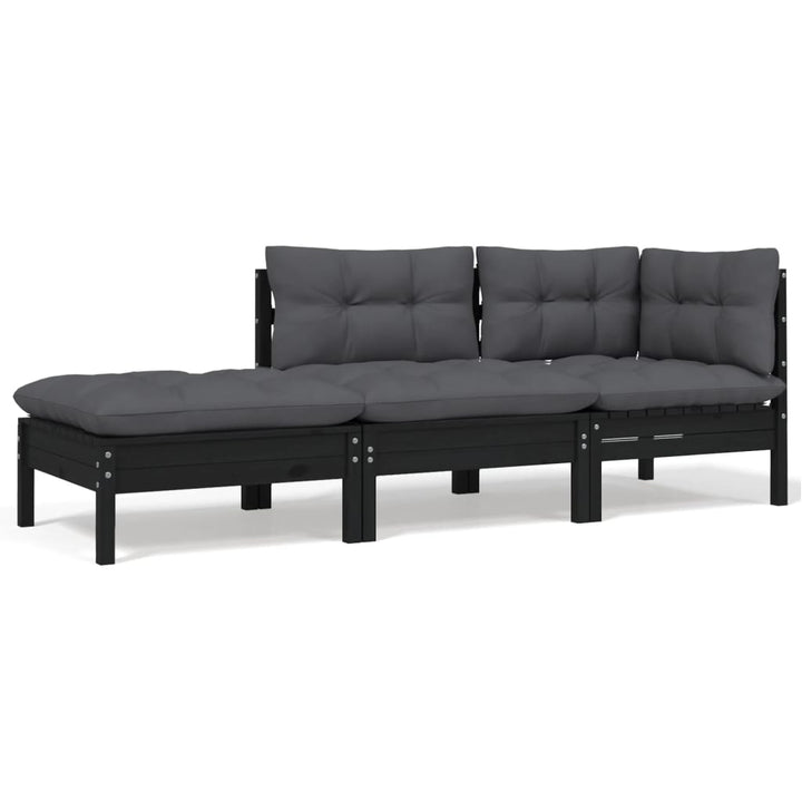 Set Mobilier Grădină Cu Perne, 3 Piese, , Lemn Masiv Pin