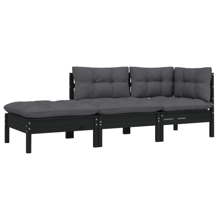 Set Mobilier Grădină Cu Perne, 3 Piese, , Lemn Masiv Pin