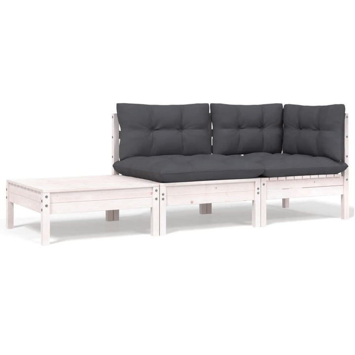 Set Mobilier Grădină Cu Perne, 3 Piese, , Lemn Masiv Pin