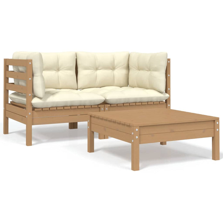Set Mobilier Grădină Cu Perne, 3 Piese, , Lemn Masiv Pin