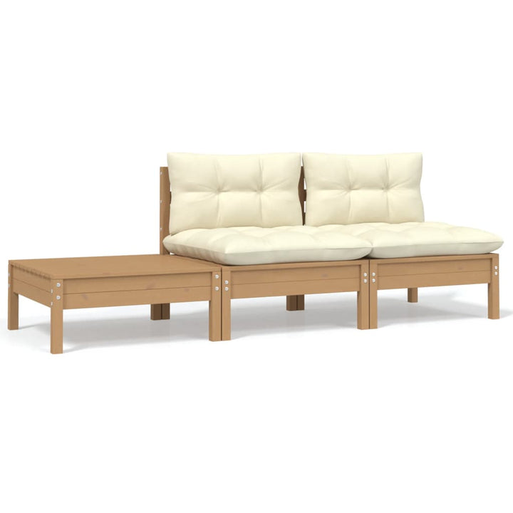 Set Mobilier Grădină Cu Perne, 3 Piese, , Lemn Masiv Pin