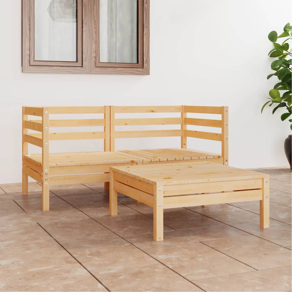 Set Mobilier De Grădină, 3 Piese, , Lemn Masiv De Pin
