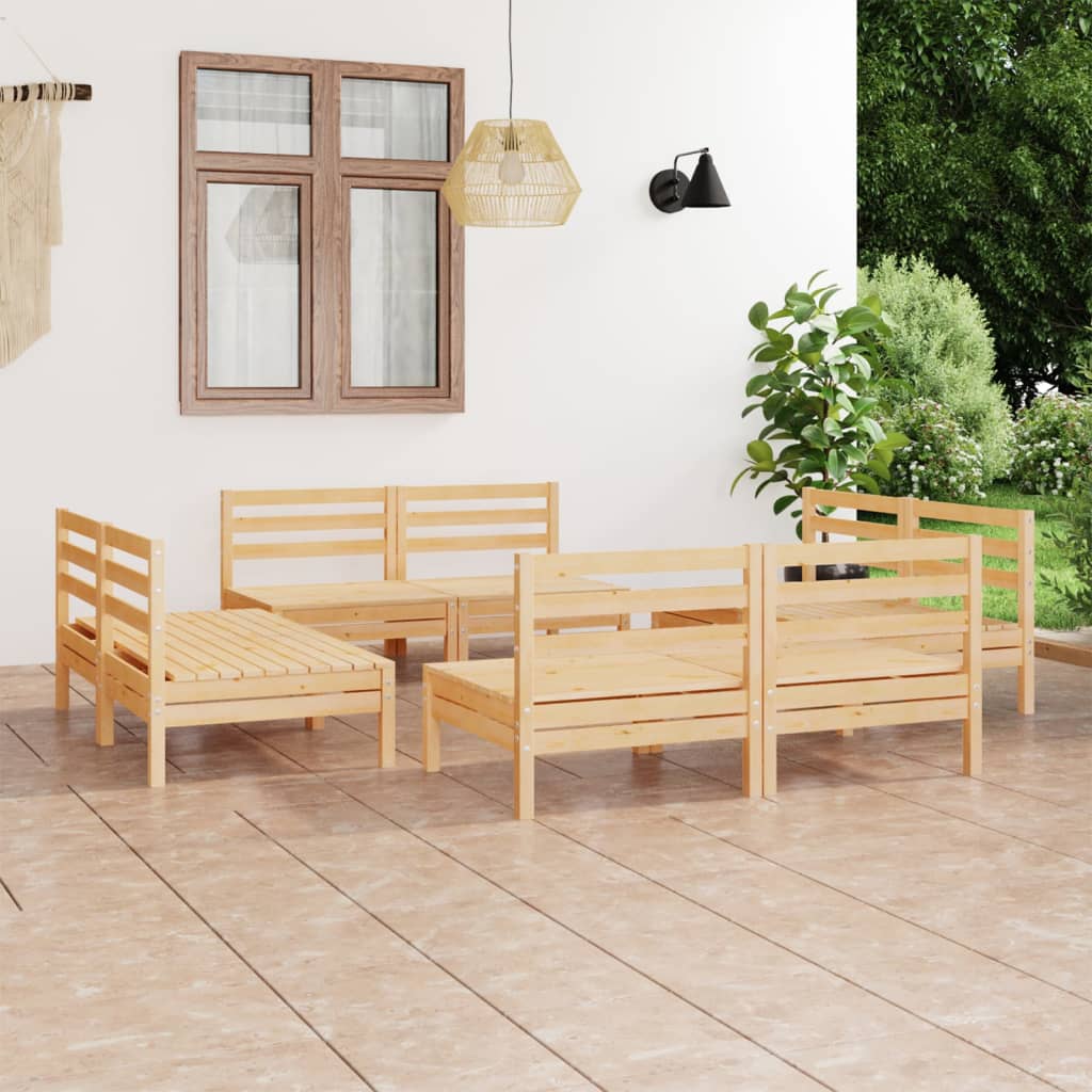 Set Mobilier De Grădină, 8 Piese, , Lemn Masiv De Pin