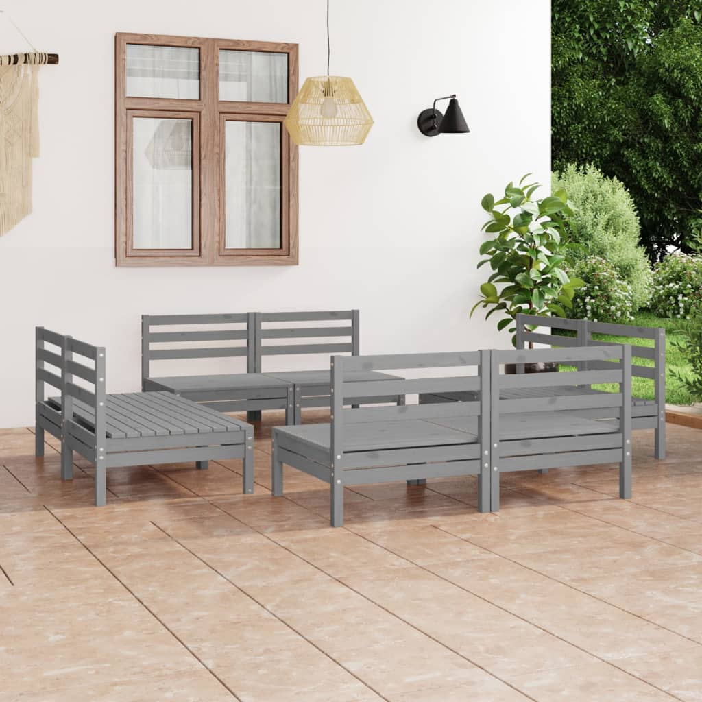 Set Mobilier De Grădină, 8 Piese, , Lemn Masiv De Pin