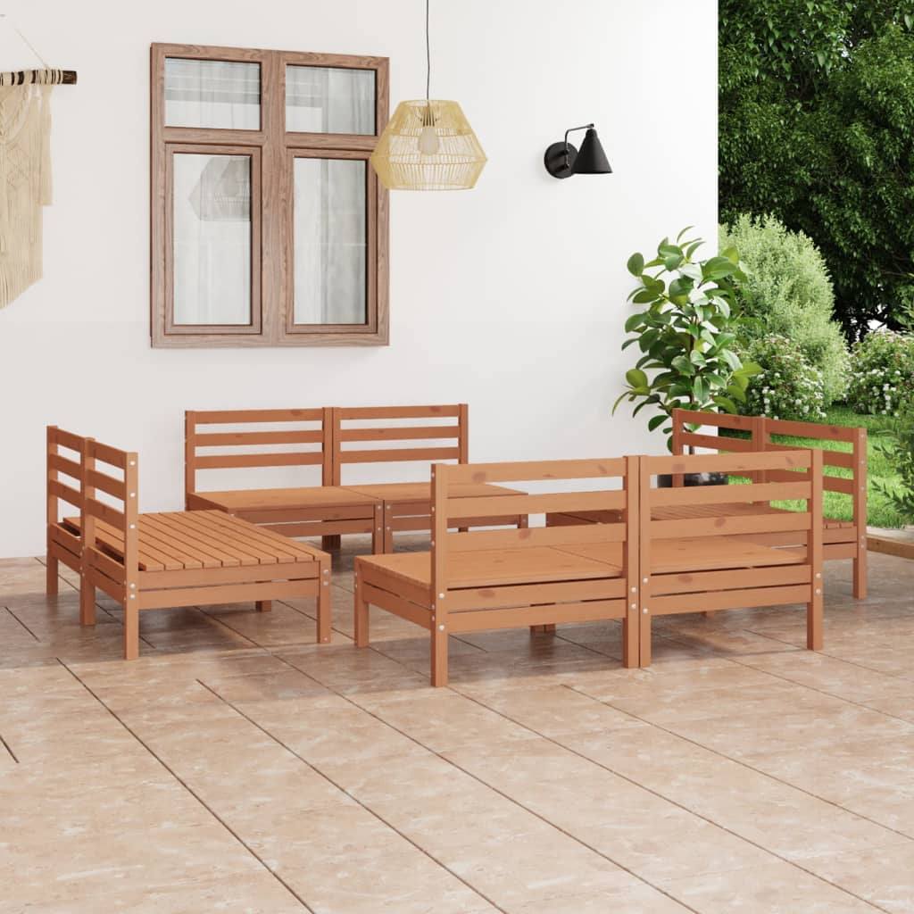 Set Mobilier De Grădină, 8 Piese, , Lemn Masiv De Pin