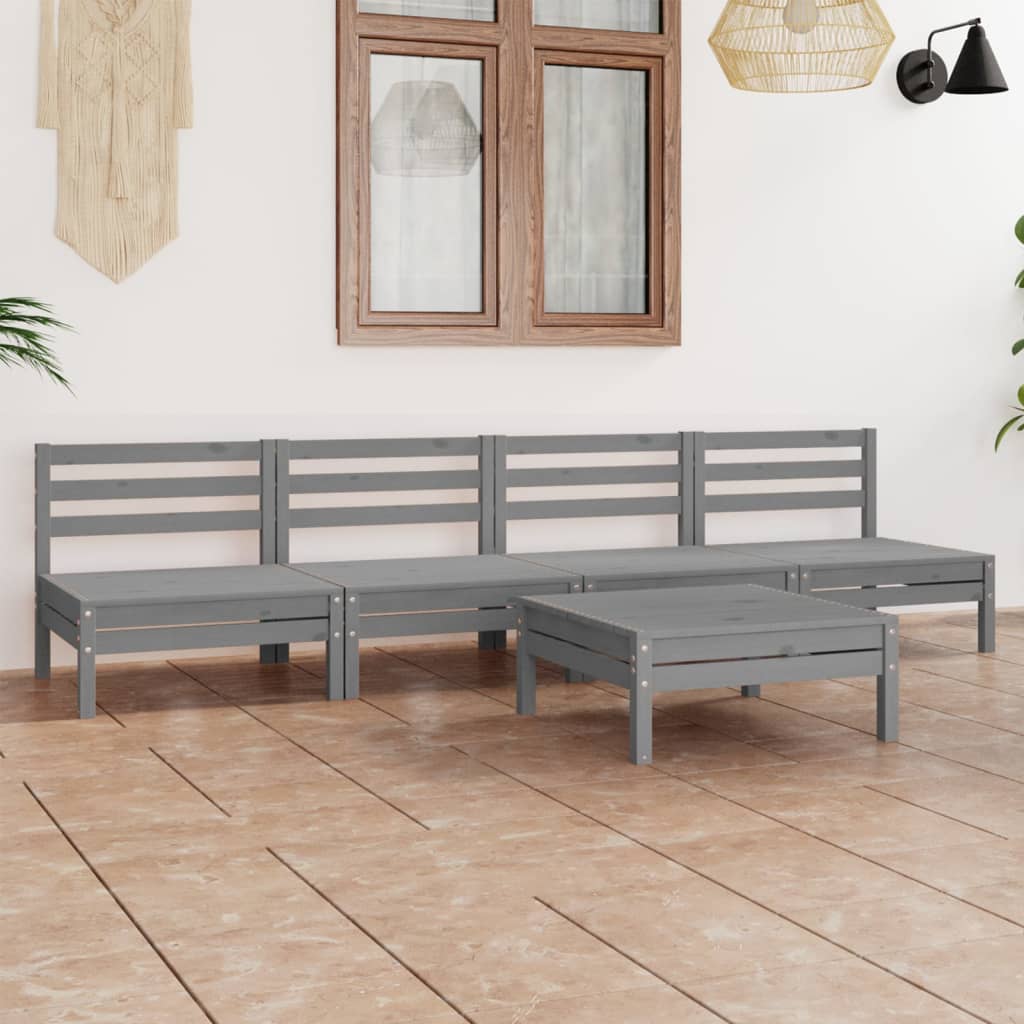 Set Mobilier De Grădină, 5 Piese, , Lemn Masiv De Pin