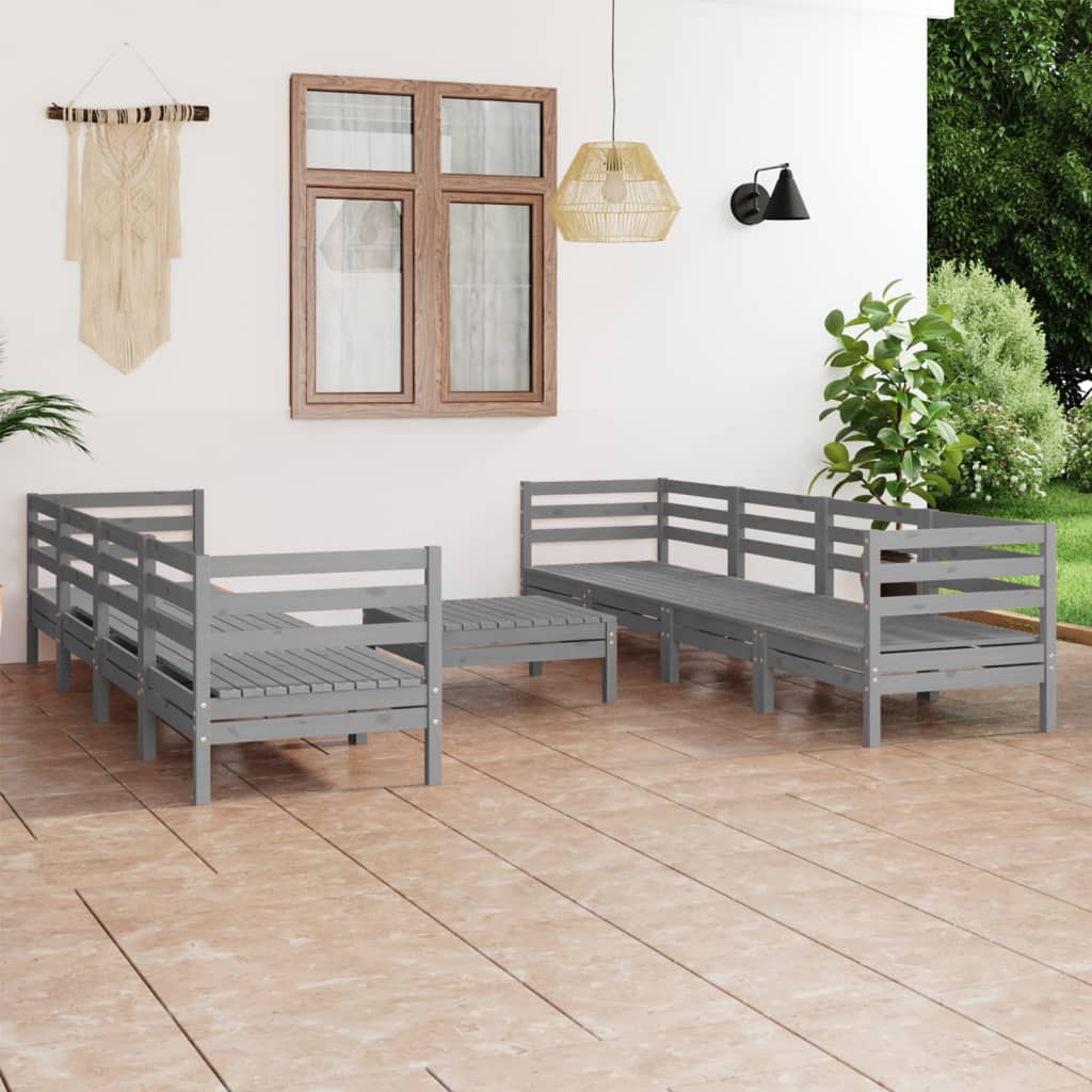 Set Mobilier De Grădină, 9 Piese, , Lemn Masiv De Pin